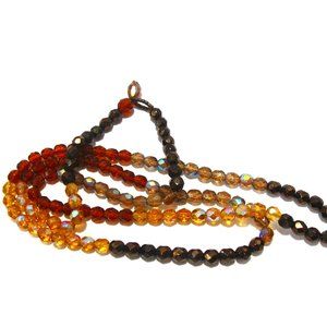 Faceted Crystal Necklace - Handmade Earth Tone Colors 30"